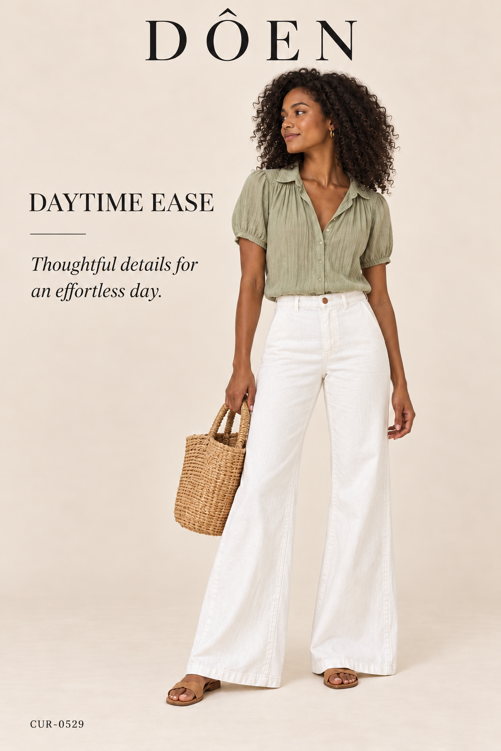 DÔEN High-Rise Flared Jean – White