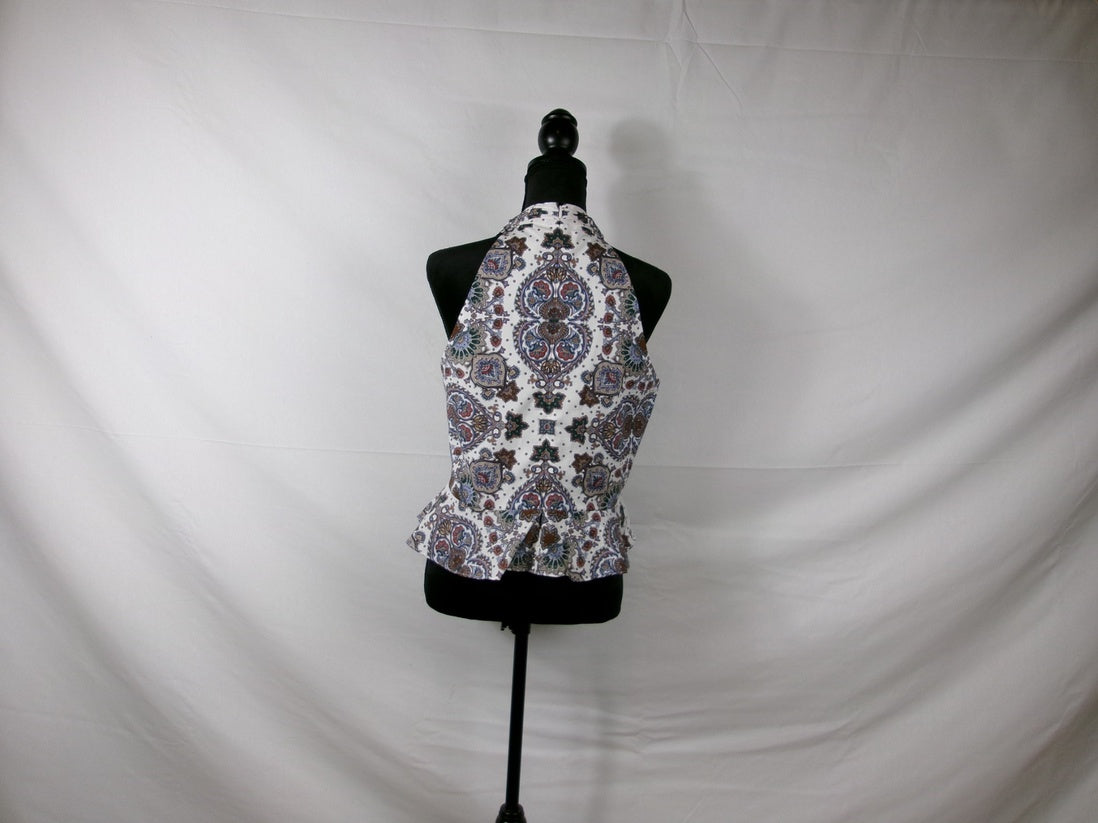 Veronica Beard Drey Paisley Halter Peplum Top – back