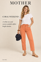 MOTHER High-Rise Boyfriend Corduroy Trouser — Coral — styling illustration