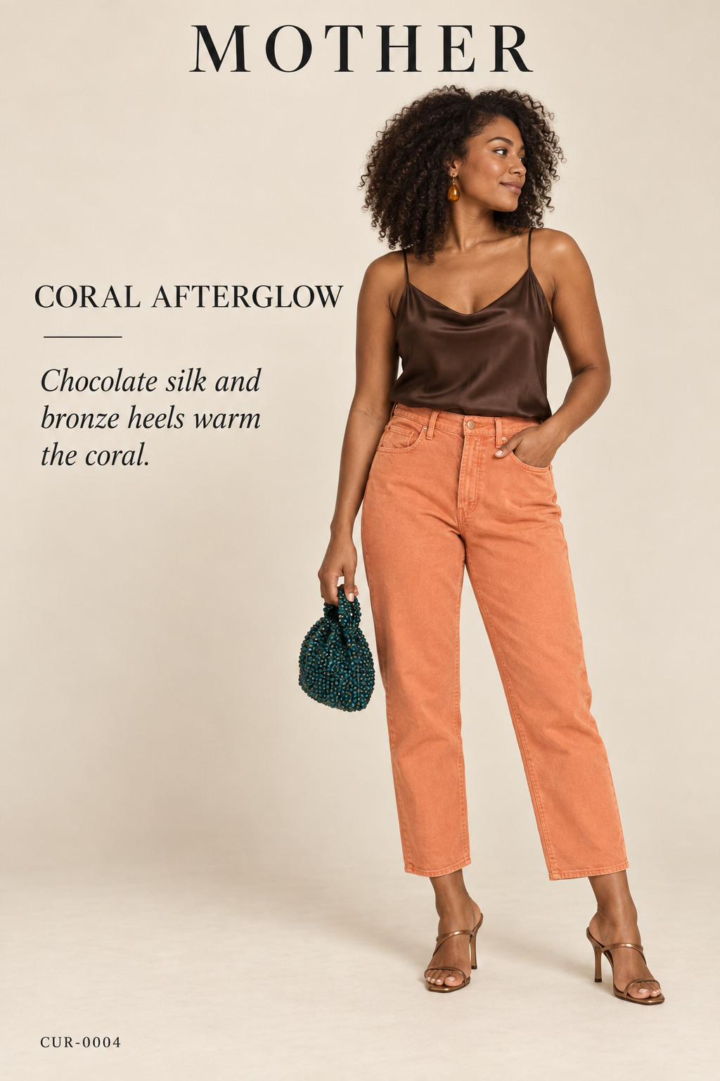 MOTHER High-Rise Boyfriend Corduroy Trouser — Coral — styling illustration