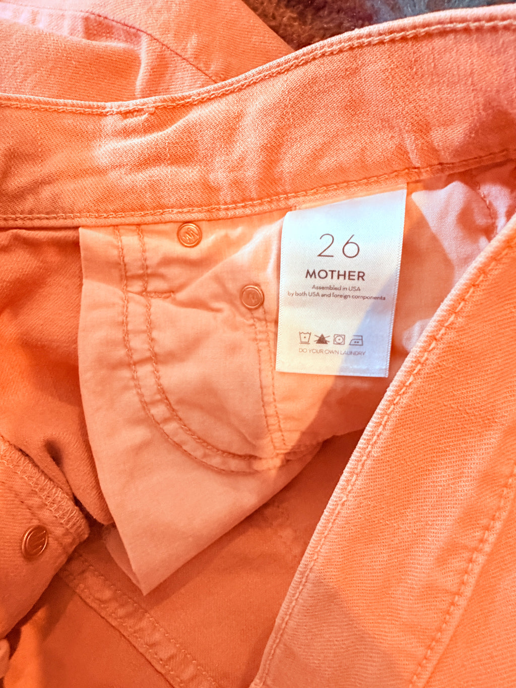 MOTHER High-Rise Boyfriend Corduroy Trouser — Coral — care label