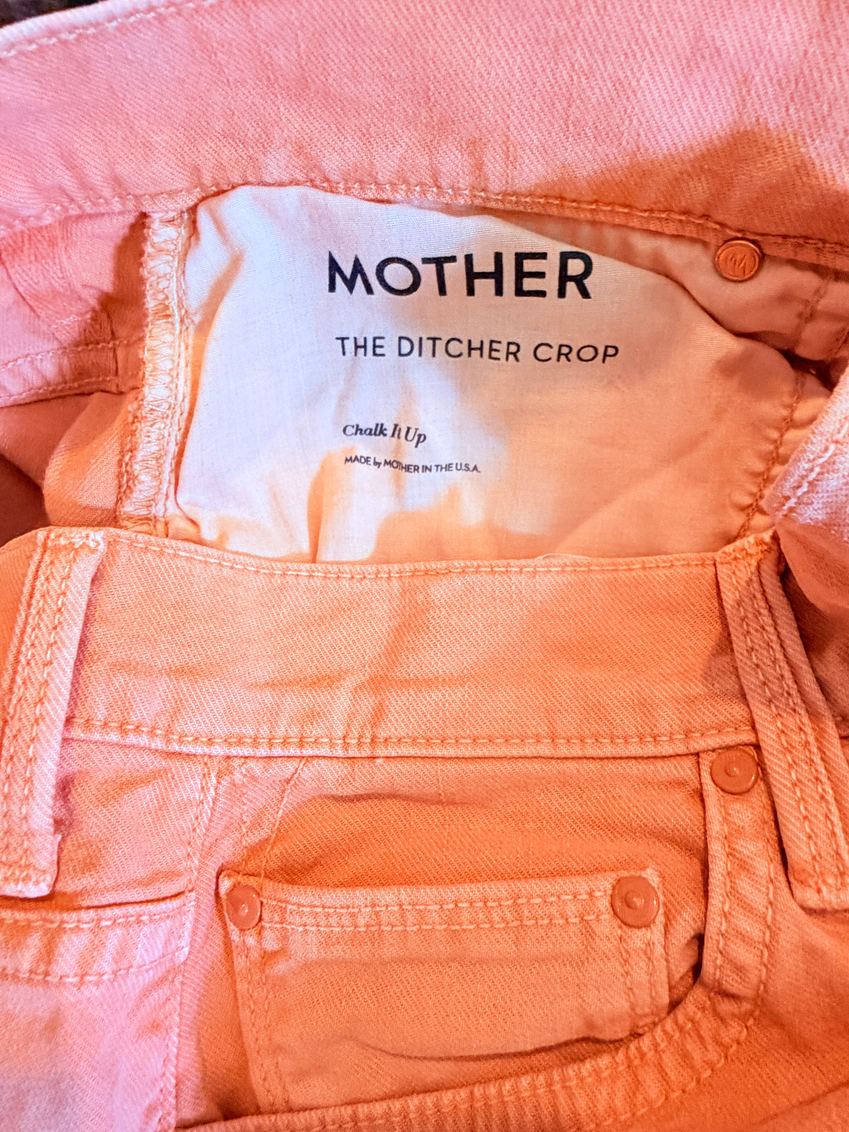 MOTHER High-Rise Boyfriend Corduroy Trouser — Coral — care label