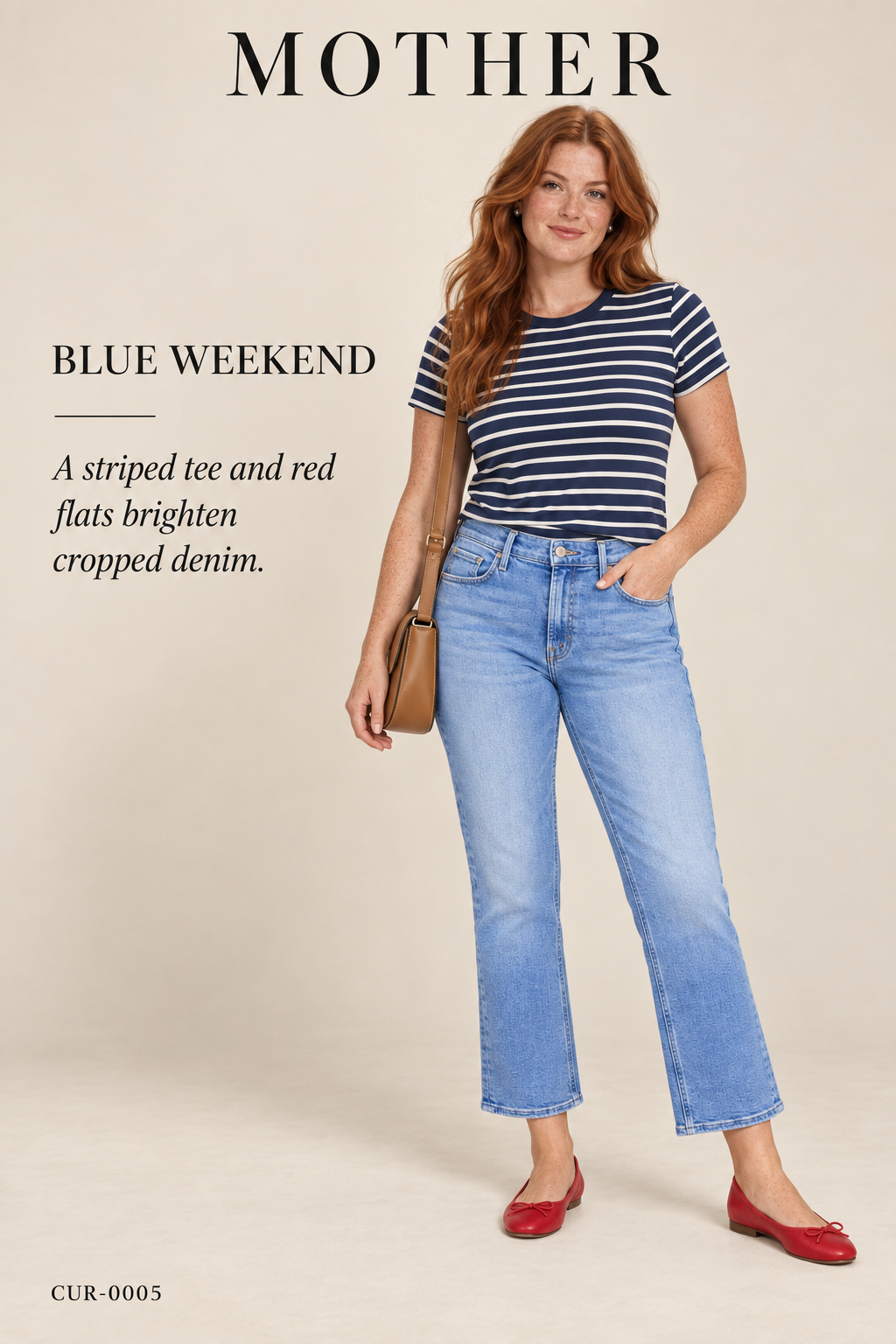 MOTHER Light Wash Cropped Bootcut Jeans — styling illustration