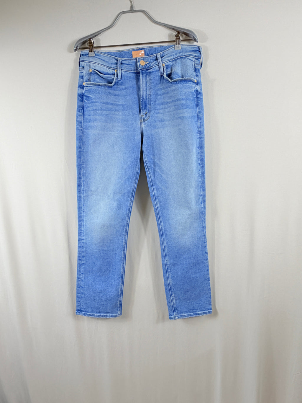 MOTHER Light Wash Cropped Bootcut Jeans — front