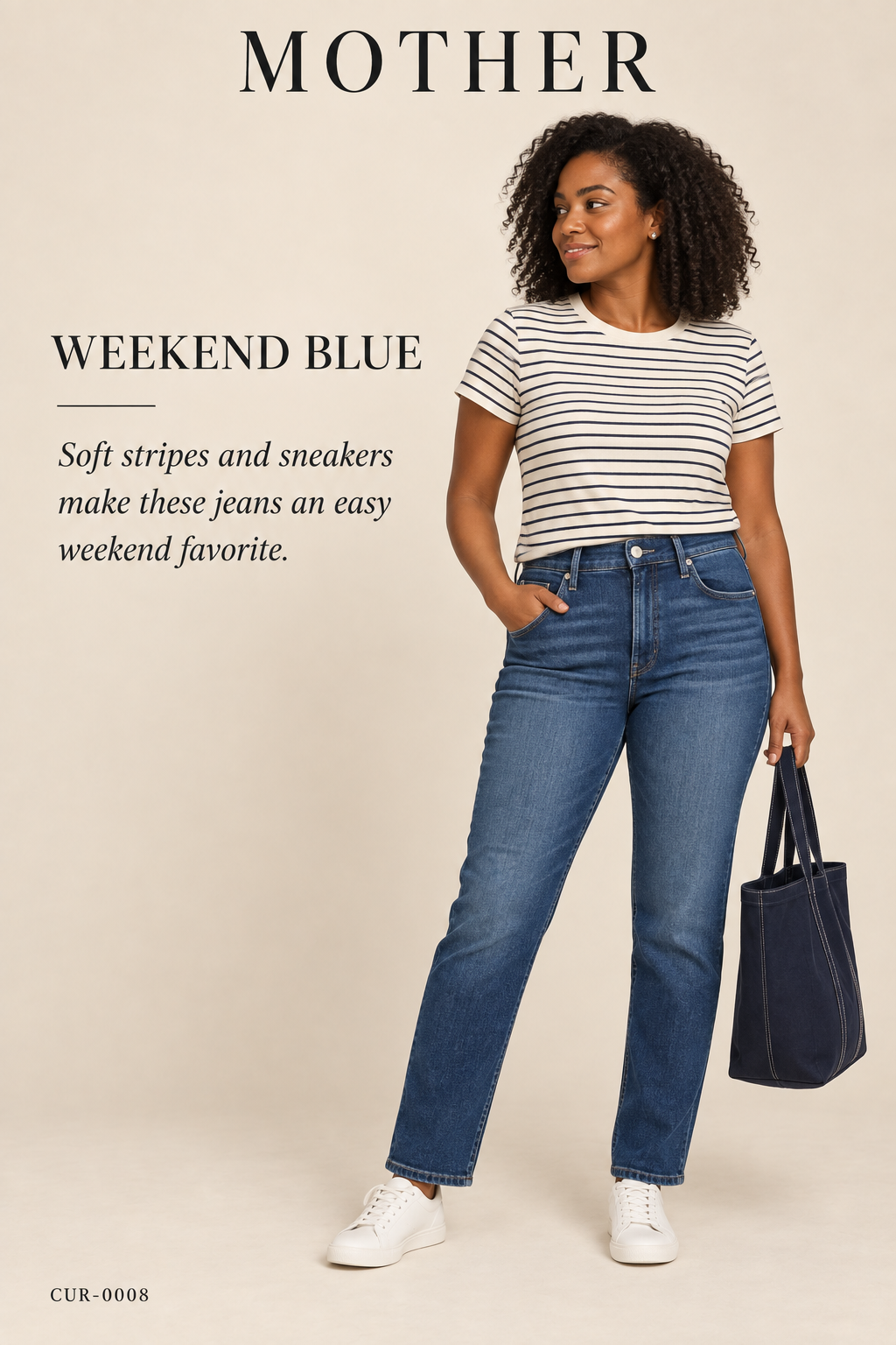 MOTHER Dark Wash Straight Jean – styled: Weekend Blue