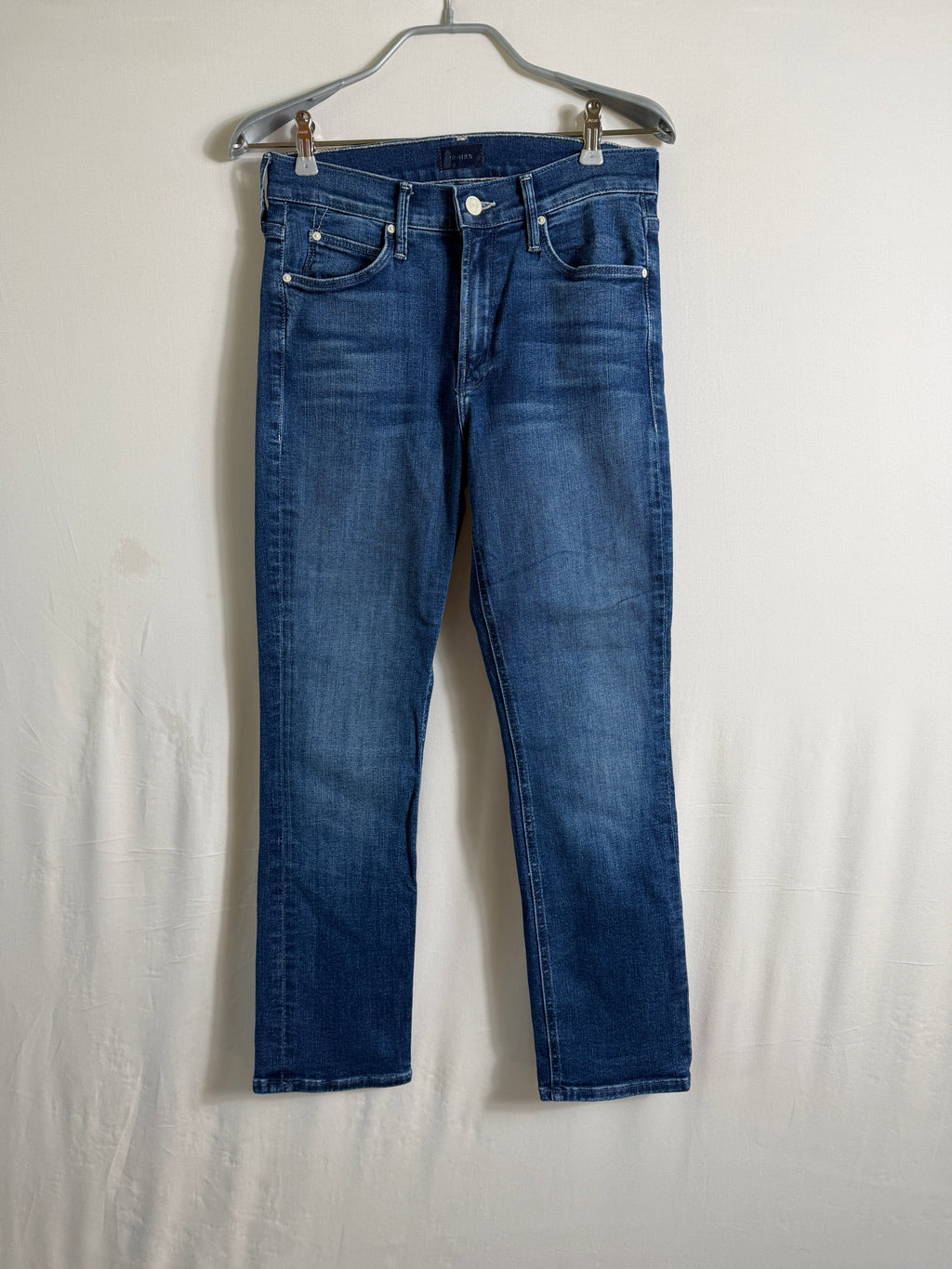 MOTHER Dark Wash Straight Jean – front