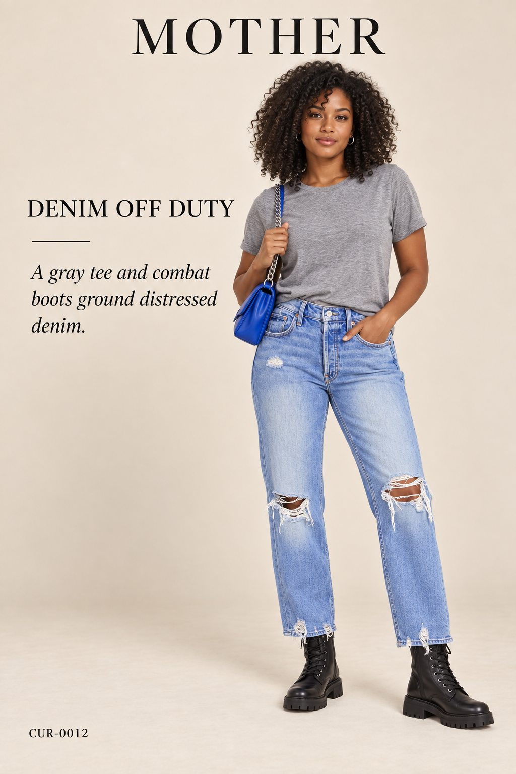 MOTHER Distressed Light Wash Boyfriend Jeans — styling illustration