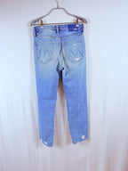 MOTHER Distressed Light Wash Boyfriend Jeans — back