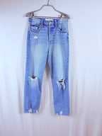 MOTHER Distressed Light Wash Boyfriend Jeans — front