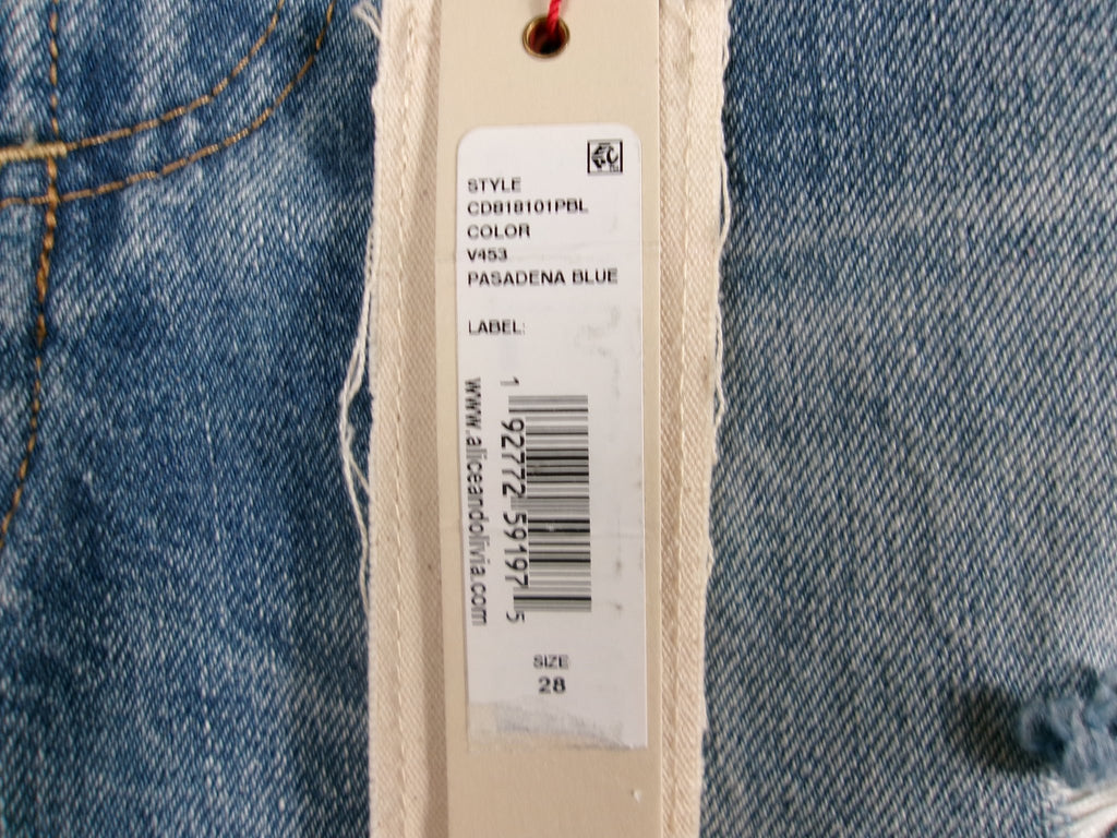 Alice + Olivia Distressed Wide-Leg Bootcut Jeans – Pasadena Blue – detail 3
