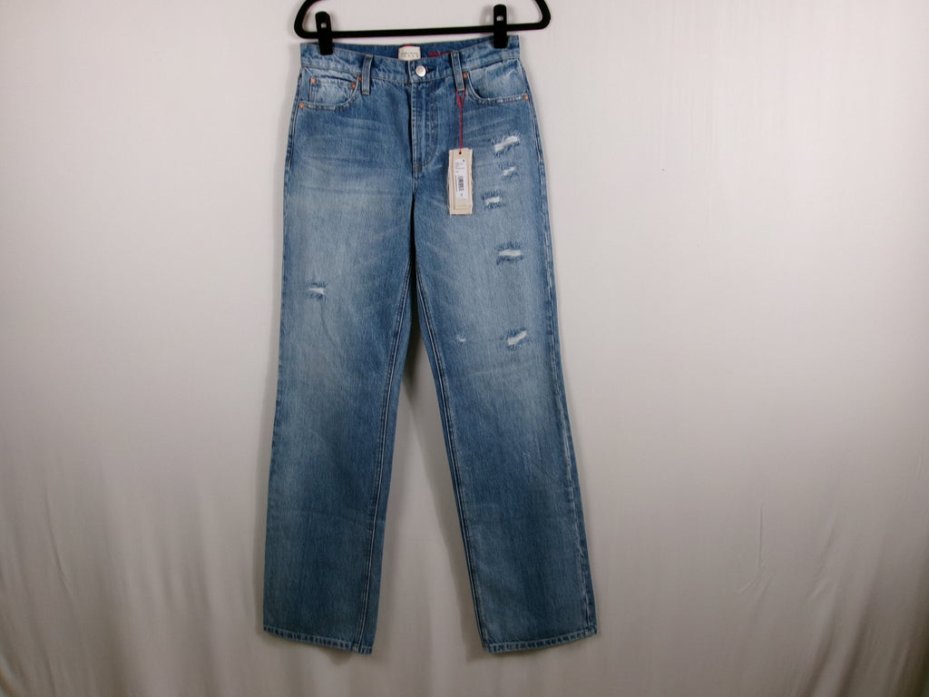 Alice + Olivia Distressed Wide-Leg Bootcut Jeans – Pasadena Blue – front