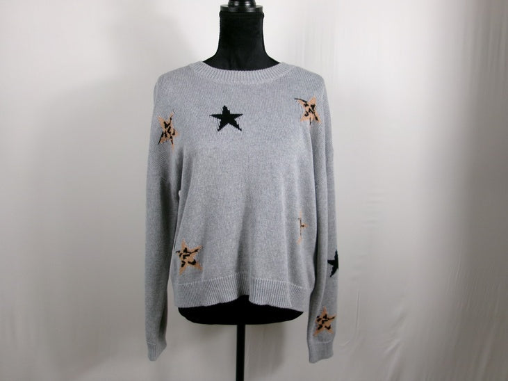 Rails Perci Sweater – Heather Grey Animal Stars – front