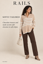 Rails Tessa Quarter-Zip Sweater – Sand Stripe – styled: Softly Tailored
