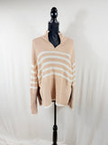 Rails Tessa Quarter-Zip Sweater – Sand Stripe – front