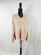 Rails Tessa Quarter-Zip Sweater – Sand Stripe – front