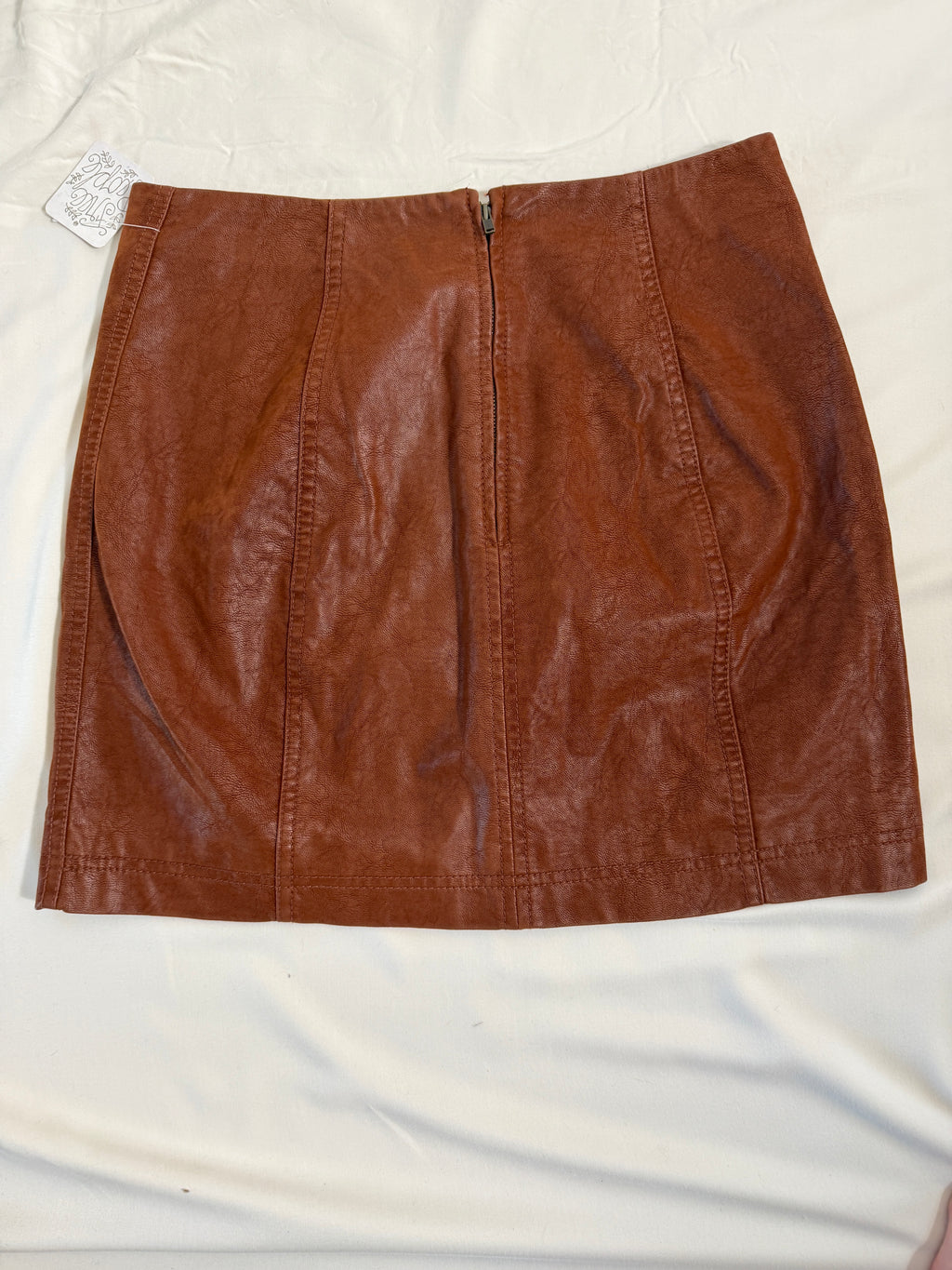 Free People Modern Femme Vegan Leather Mini Skirt – Brown – back