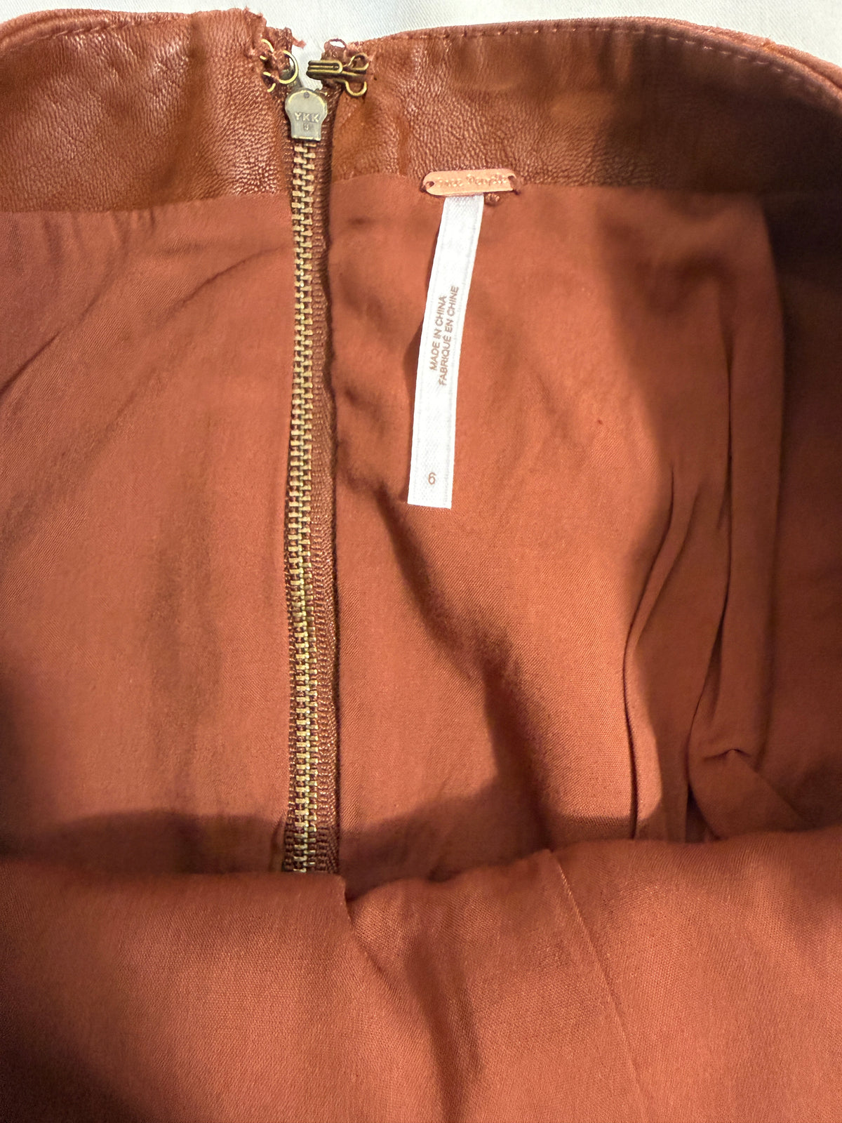 Free People Modern Femme Vegan Leather Mini Skirt – Brown – detail