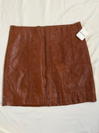 Free People Modern Femme Vegan Leather Mini Skirt – Brown – front
