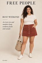 Free People Ray Corduroy Mini Skirt – Myrrh – styled: Rust Weekend