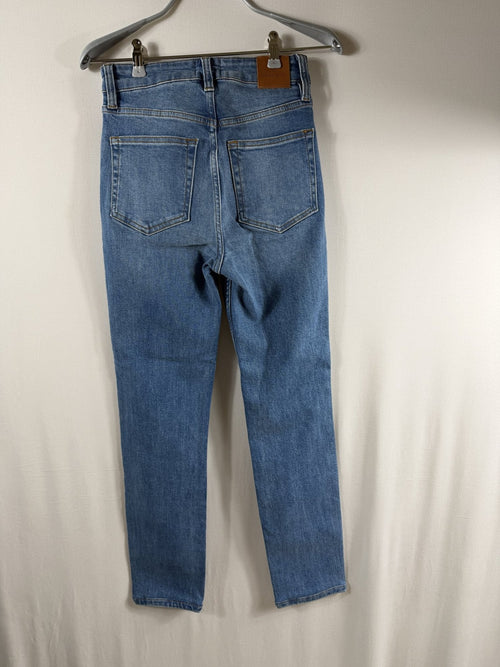 Anine Bing Medium Wash High-Rise Straight Jeans - back