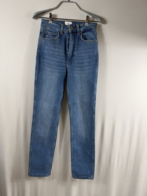 Anine Bing Medium Wash High-Rise Straight Jeans - front