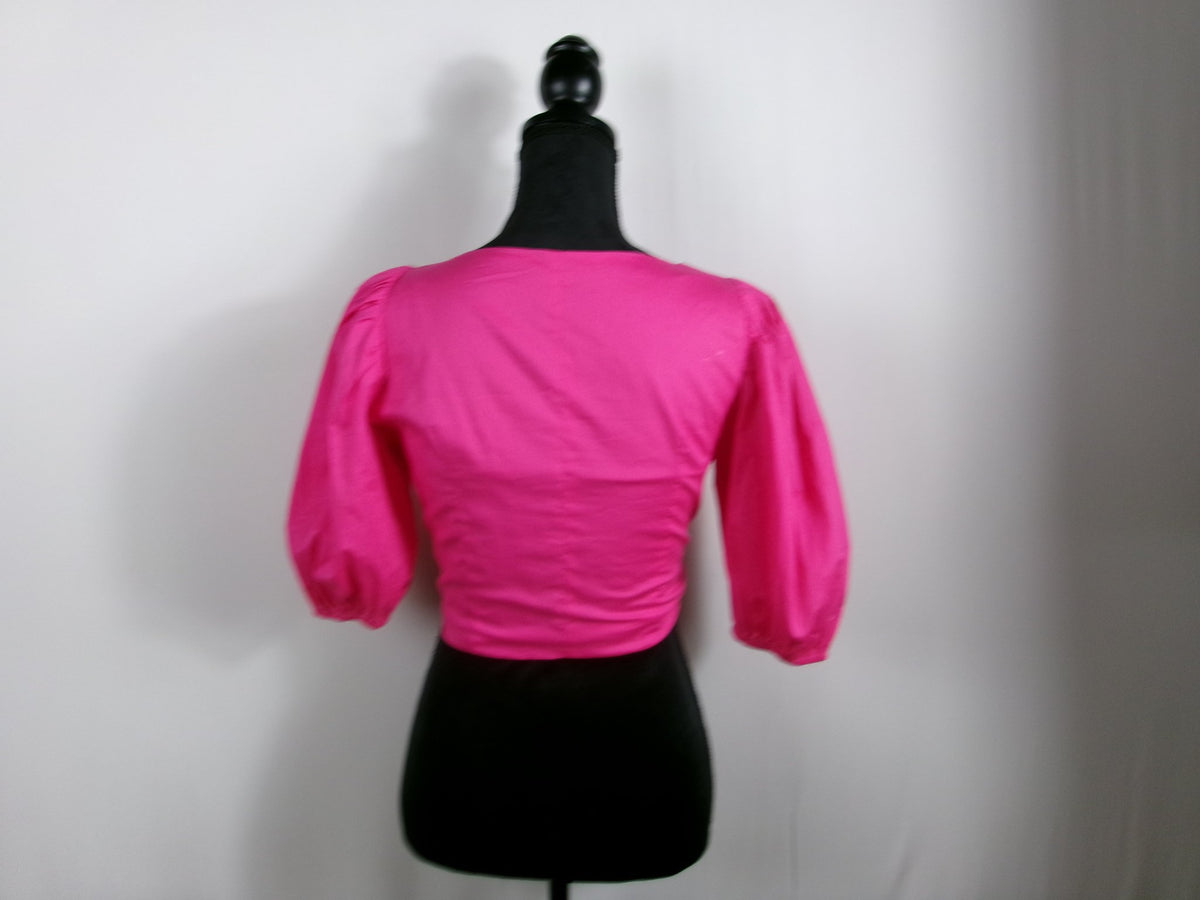 Jason Wu Pink Twist-Front Cropped Blouse – back