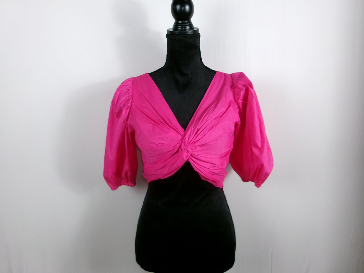 Jason Wu Pink Twist-Front Cropped Blouse – front