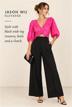 Jason Wu Pink Twist-Front Cropped Blouse – styled editorial look 2