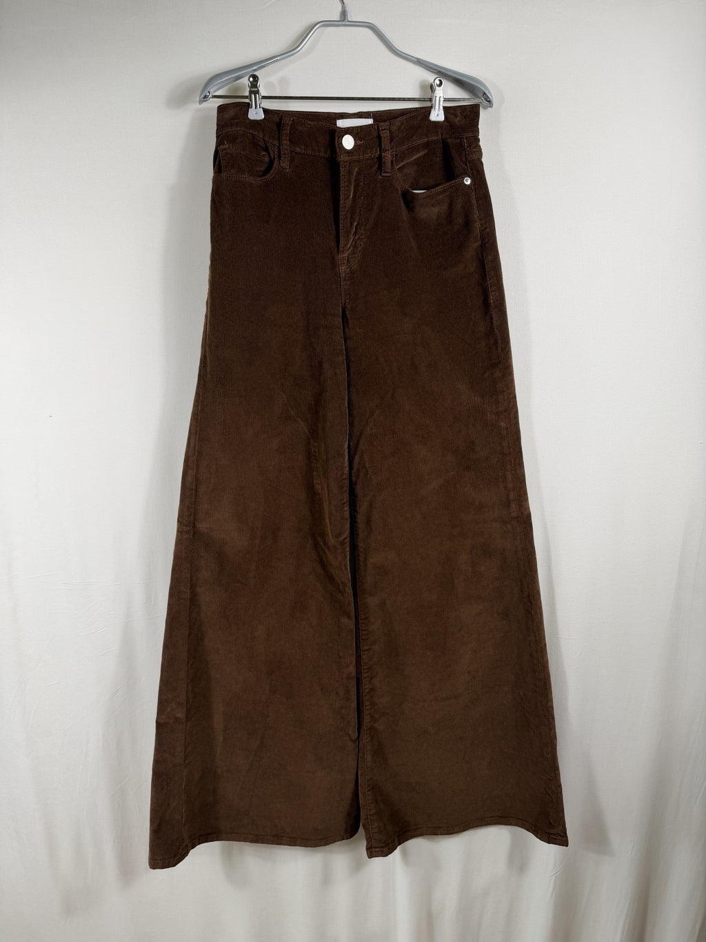FRAME Le Palazzo High-Rise Wide-Leg Corduroy – Tobacco – front