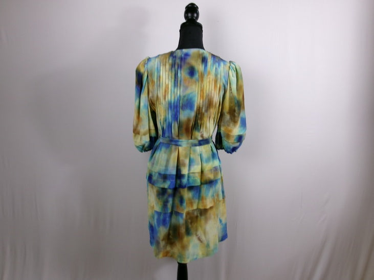 Hunter Bell Silk Watercolor Tie-Dye Belted Mini Dress – back