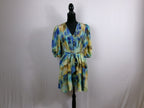 Hunter Bell Silk Watercolor Tie-Dye Belted Mini Dress – front