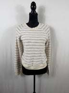 Faherty Pacifica Terry Crew Sweatshirt – Peach Cream Stripe – front