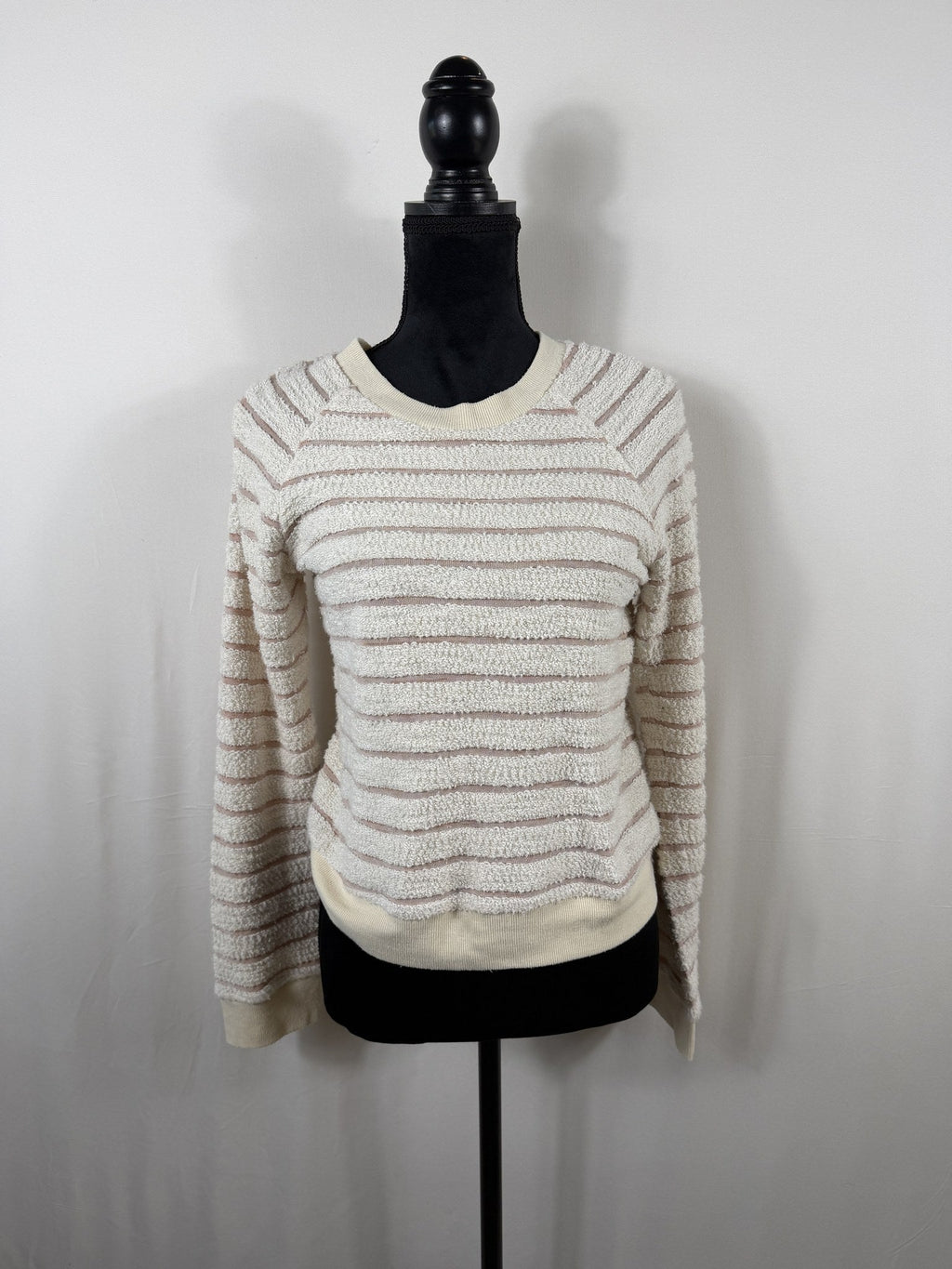 Faherty Pacifica Terry Crew Sweatshirt – Peach Cream Stripe – front 2