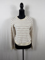 Faherty Pacifica Terry Crew Sweatshirt – Peach Cream Stripe – front 2