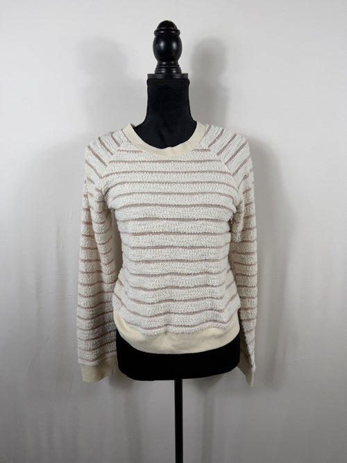 Faherty Pacifica Terry Crew Sweatshirt – Peach Cream Stripe – front 2