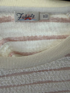 Faherty Pacifica Terry Crew Sweatshirt – Peach Cream Stripe – label