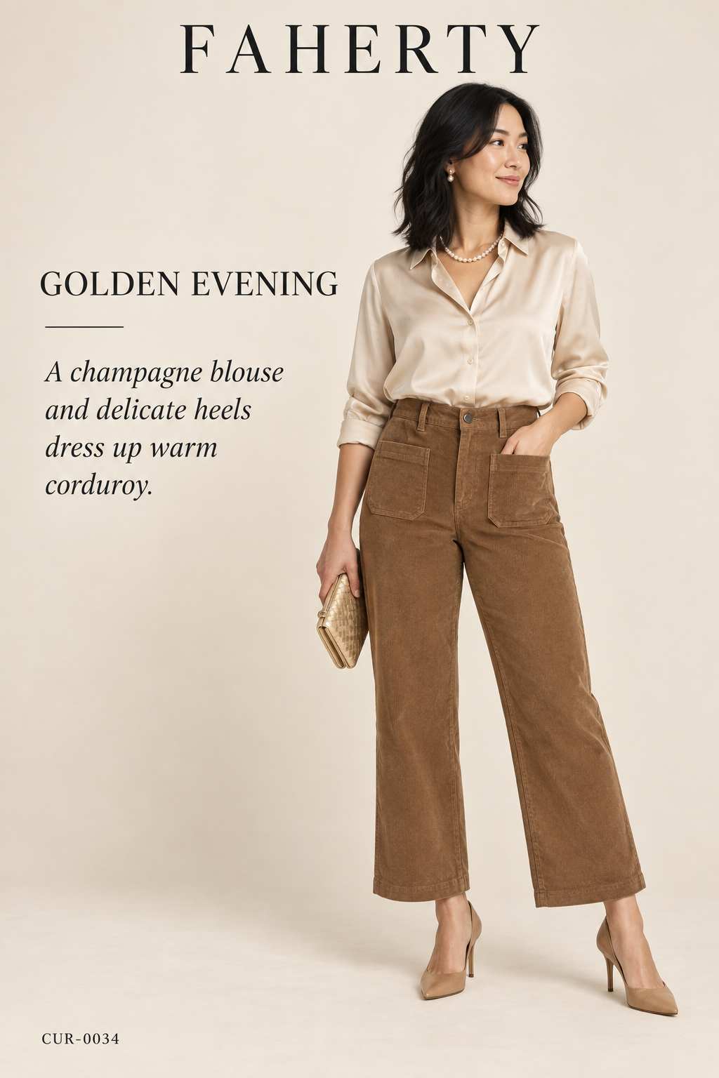 Faherty Phoebe Corduroy Patch-Pocket Pants – styled: Golden Evening
