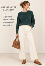 Marine Layer Green Crewneck Sweatshirt – styled editorial look 2