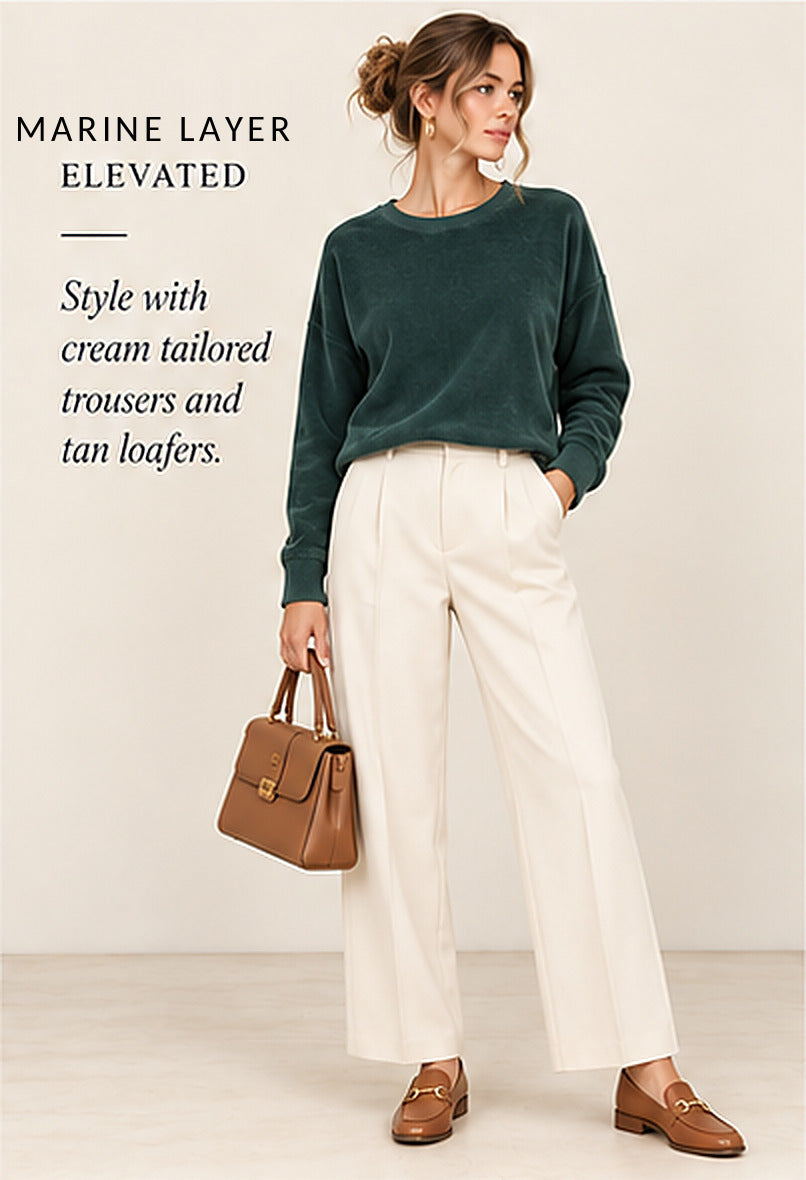 Marine Layer Green Crewneck Sweatshirt – styled editorial look 2