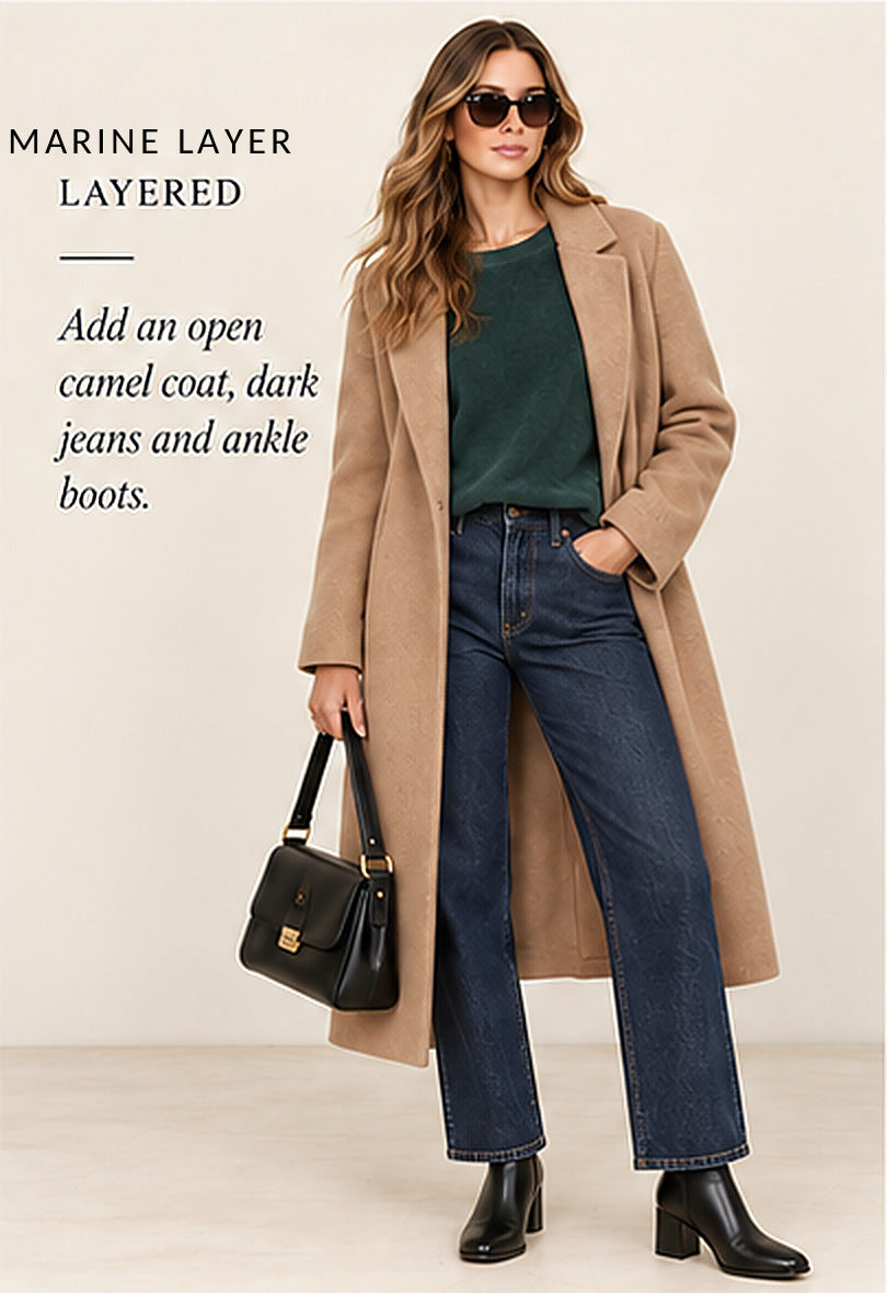 Marine Layer Green Crewneck Sweatshirt – styled editorial look 3