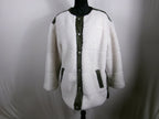 FRAME Oversized Recycled Faux Shearling Jacket – Ivory/Army Green – front