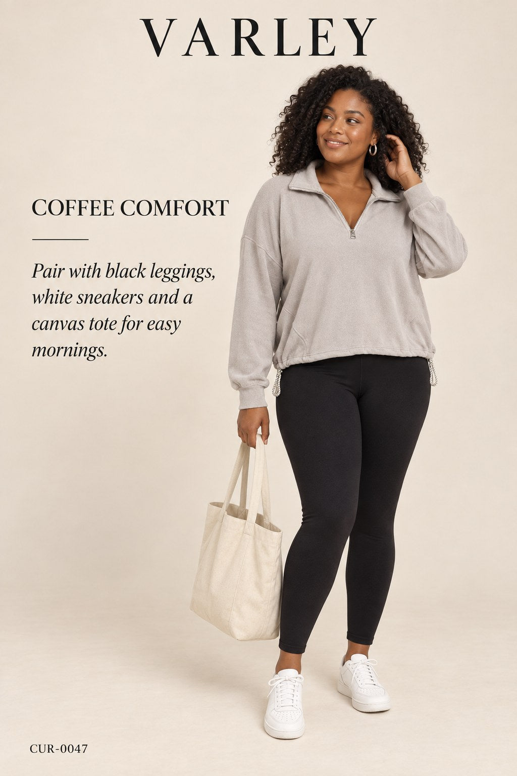 Varley Collett Half-Zip – Restore Soft Viscose, Taupe