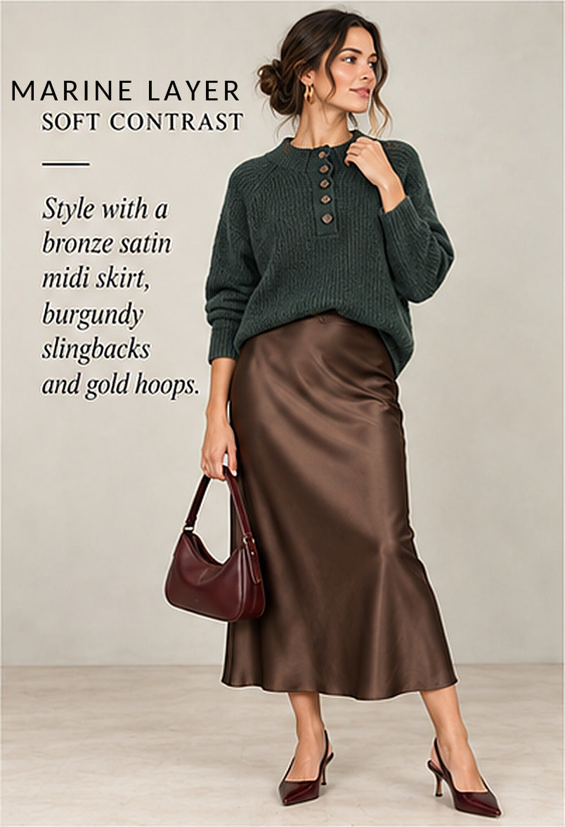 Marine Layer Evelyn Dream Yarn Pullover – Forest Green – styled editorial look 2