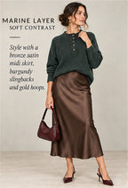 Marine Layer Evelyn Dream Yarn Pullover – Forest Green – styled editorial look 2