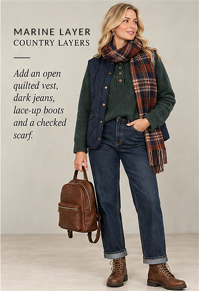 Marine Layer Evelyn Dream Yarn Pullover – Forest Green – styled editorial look 3