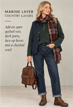 Marine Layer Evelyn Dream Yarn Pullover – Forest Green – styled editorial look 3