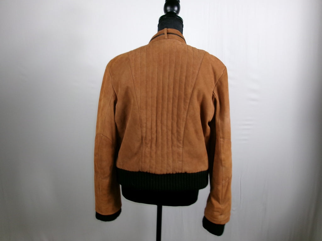 Khaite Quilted Suede Biker Jacket – Brown – back
