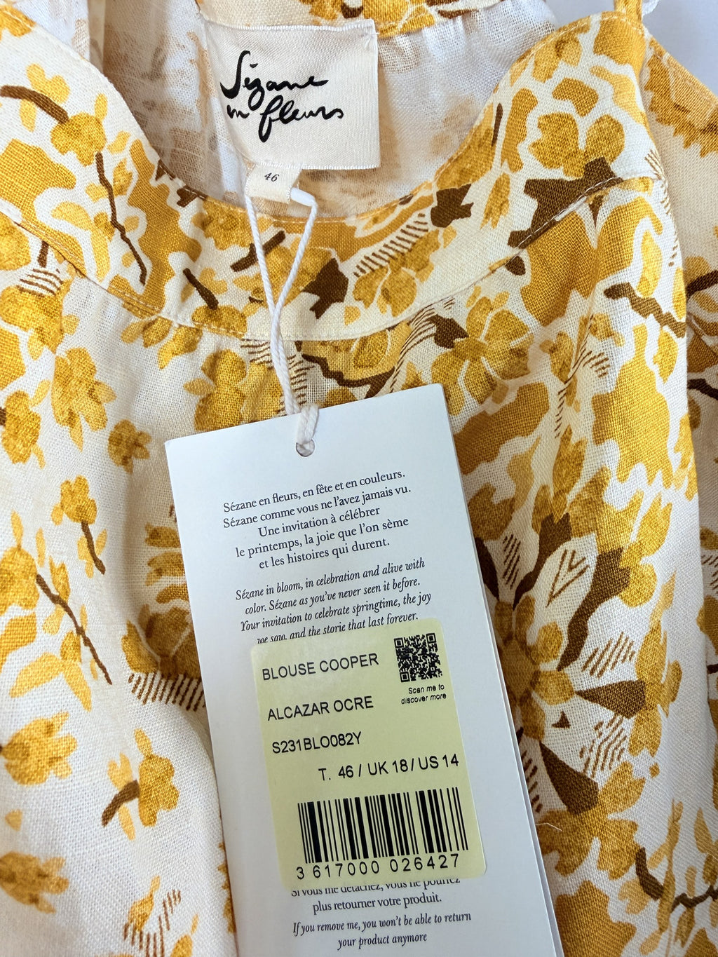 Sézane Cooper Blouse – Alcazar Ocre – tag