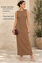 Jenni Kayne Sleeveless Sweater Dress – Camel – styled editorial look 2