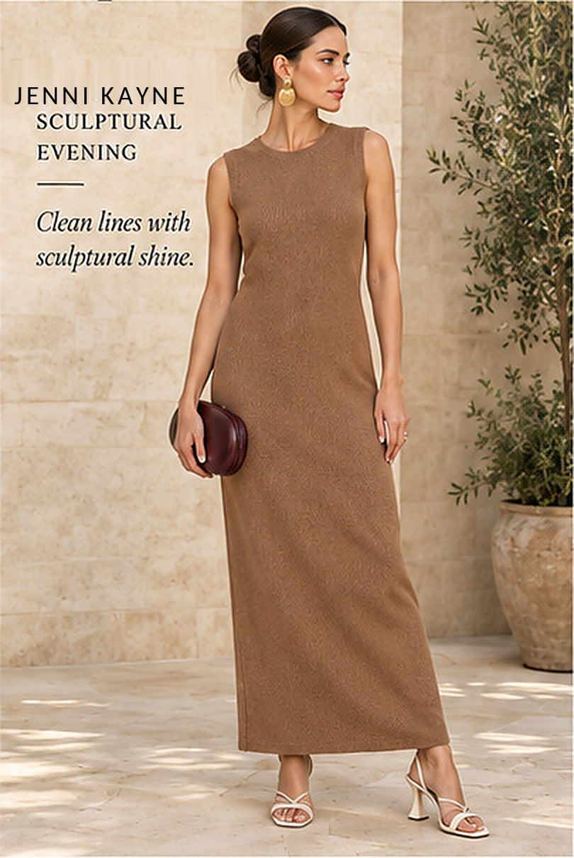 Jenni Kayne Sleeveless Sweater Dress – Camel – styled editorial look 2